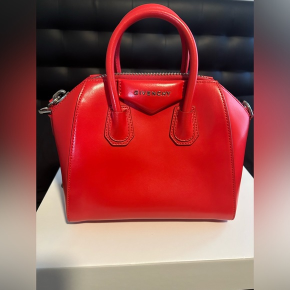 Red Givenchy Mini Antigona Leather Tip Handle Bag with Strap - Picture 8 of 12